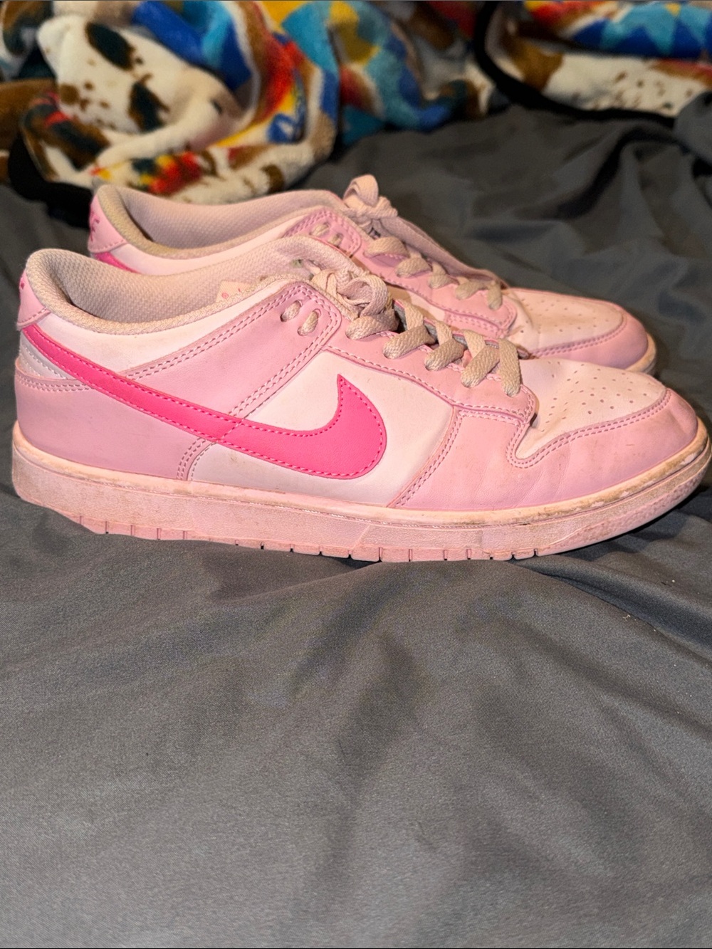 Nike Pink Low-Top Sneakers with Bright Pink Swoosh